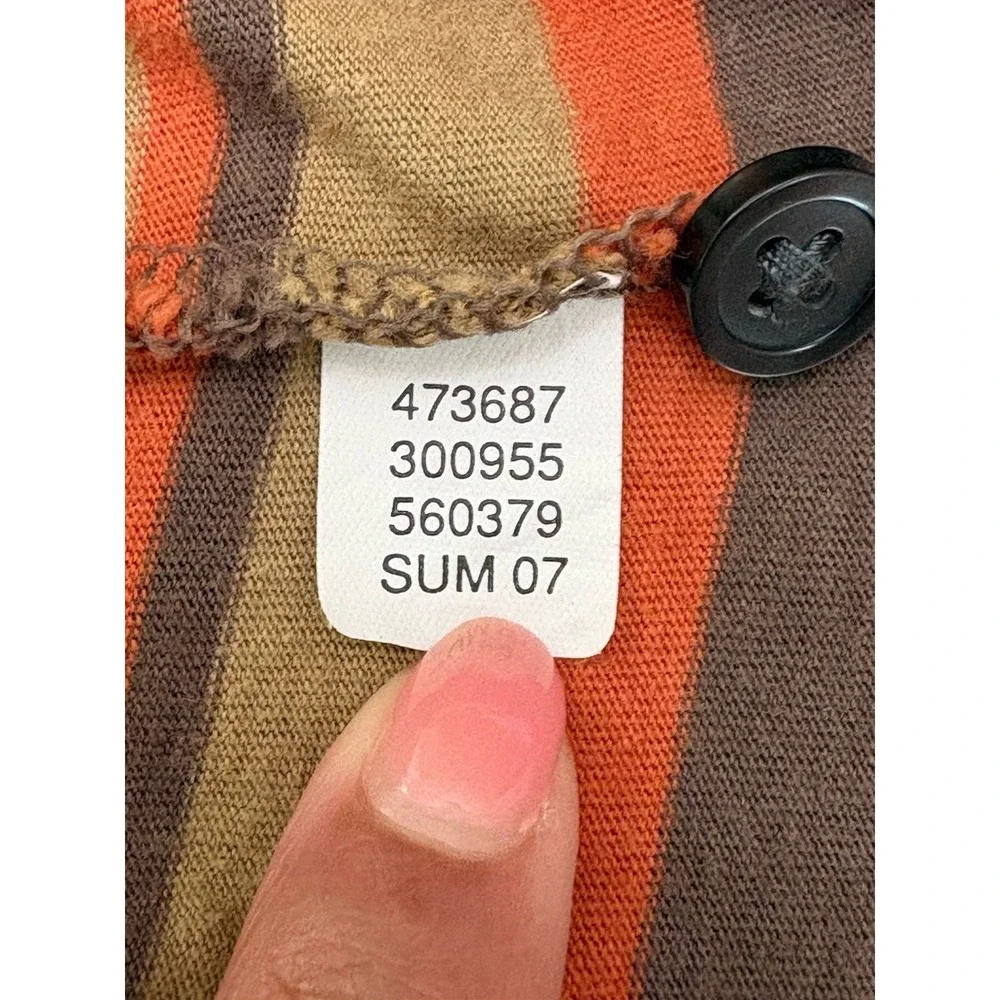 Banana Republic Vintage Polo Shirt Brown Orange Striped Cotton Mens Size Large L